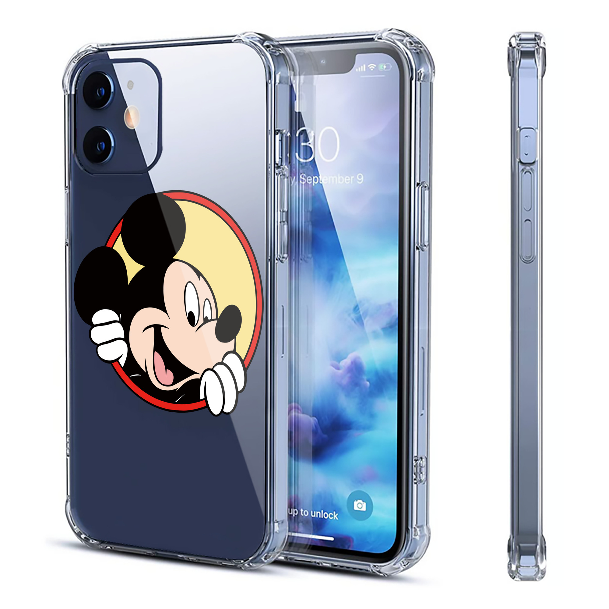 （画像用） ミッキーマウス Mickey Mouse 【iPhone 12シリーズ対応】透明スマホケース（クリアソフトケース）